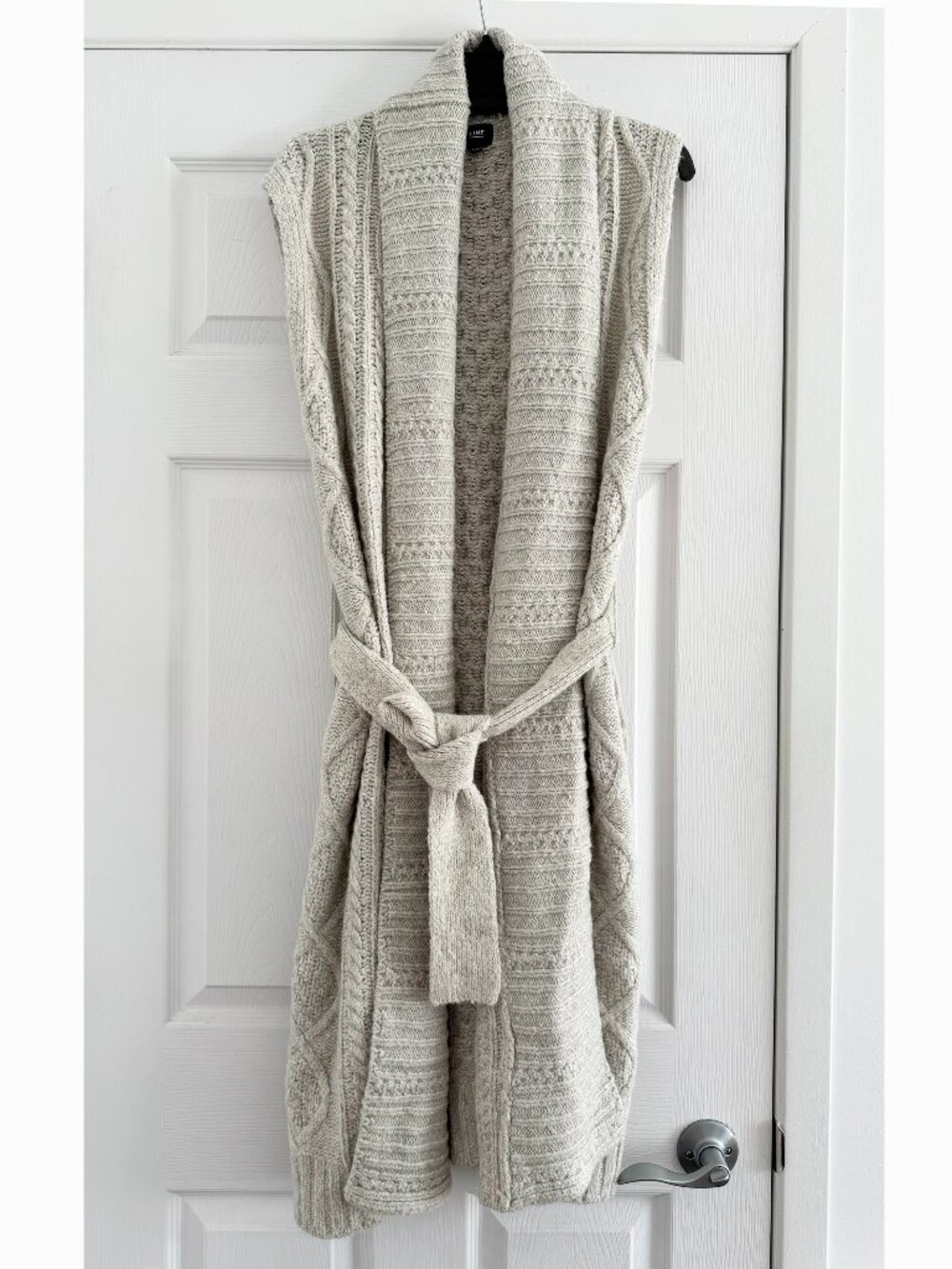 Line the Label Cable Knit Vest with Belt in Grey, size XS